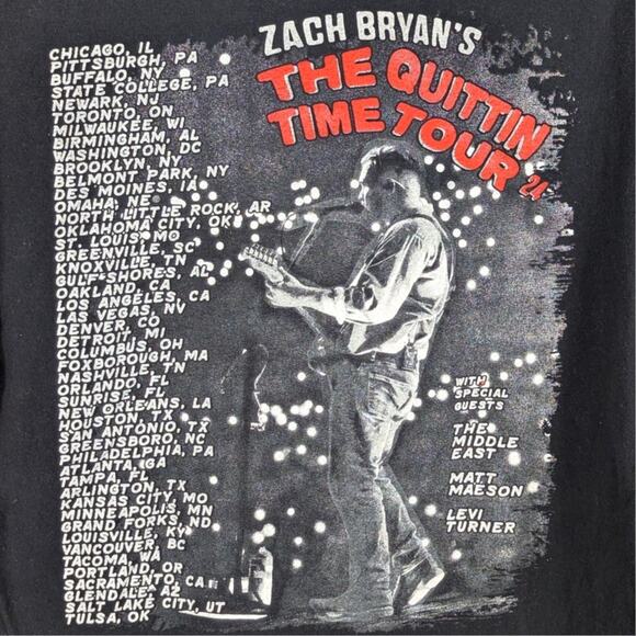 Zach Bryan Quittin Time Tour 2024 T Shirt Men’s Medium Black Concert Tee Graphic - Picture 5 of 5